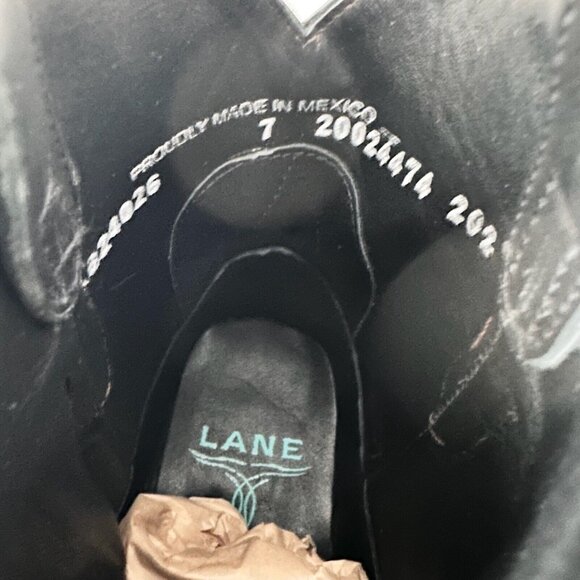 Lane EMMA JANE Womens Cowboy Bootie 7 Black Leather Western Cowgirl Short Boots - Picture 9 of 10